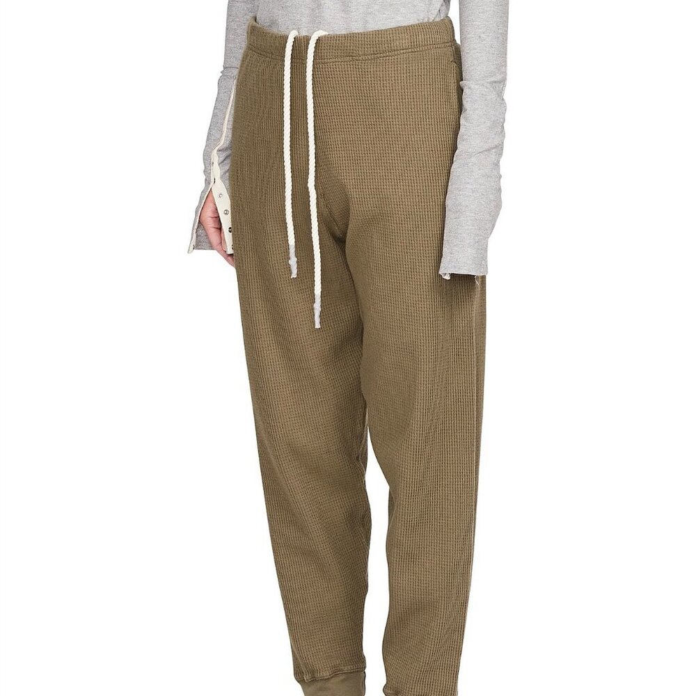 Bassike Green Waffle Pants